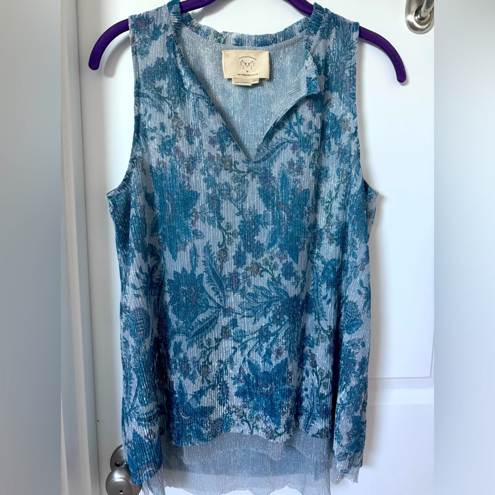 Anthropologie Shimmer Flowy Tank Size Small